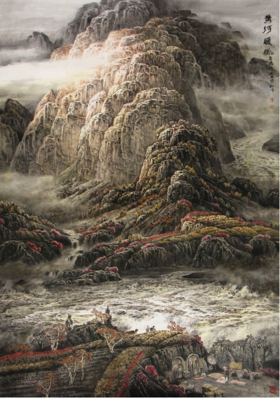 为国家画中堂的著名画家王俊松《黄河万里图》插图8题字网