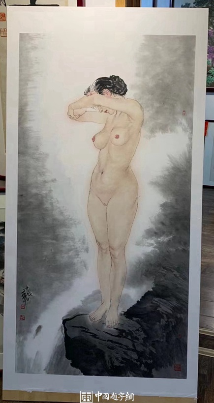 重磅收藏-著名书画家何家英国画精品《飞瀑美人》