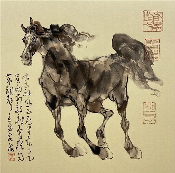新汉画创始人著名画家王阔海水墨画《百马图》插图4