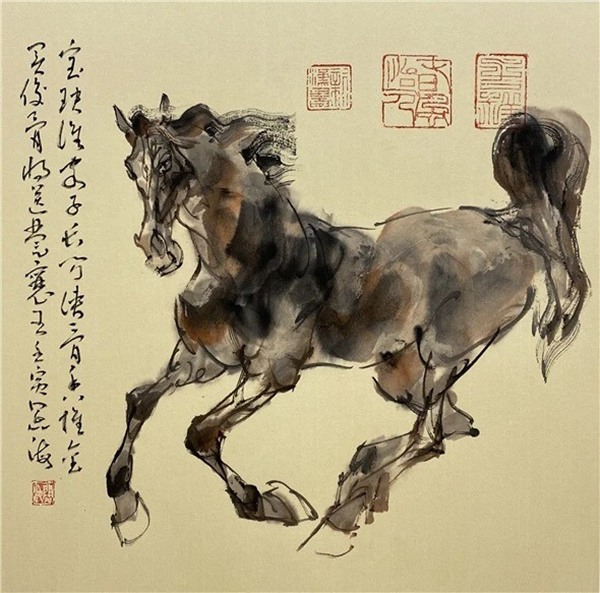 新汉画创始人著名画家王阔海水墨画《百马图》插图3