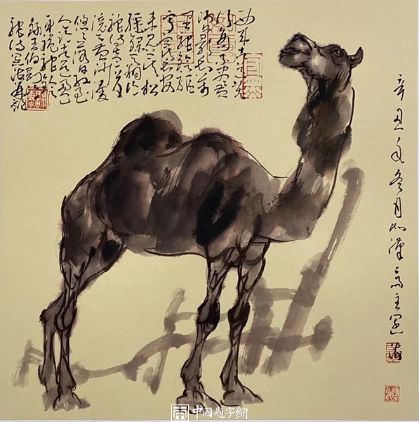 新汉画创始人著名画家王阔海水墨画《骆驼与驴》插图5