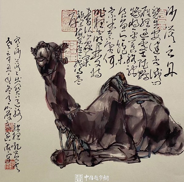 新汉画创始人著名画家王阔海水墨画《骆驼与驴》插图2