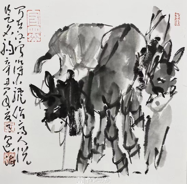 新汉画创始人著名画家王阔海水墨画《骆驼与驴》插图8