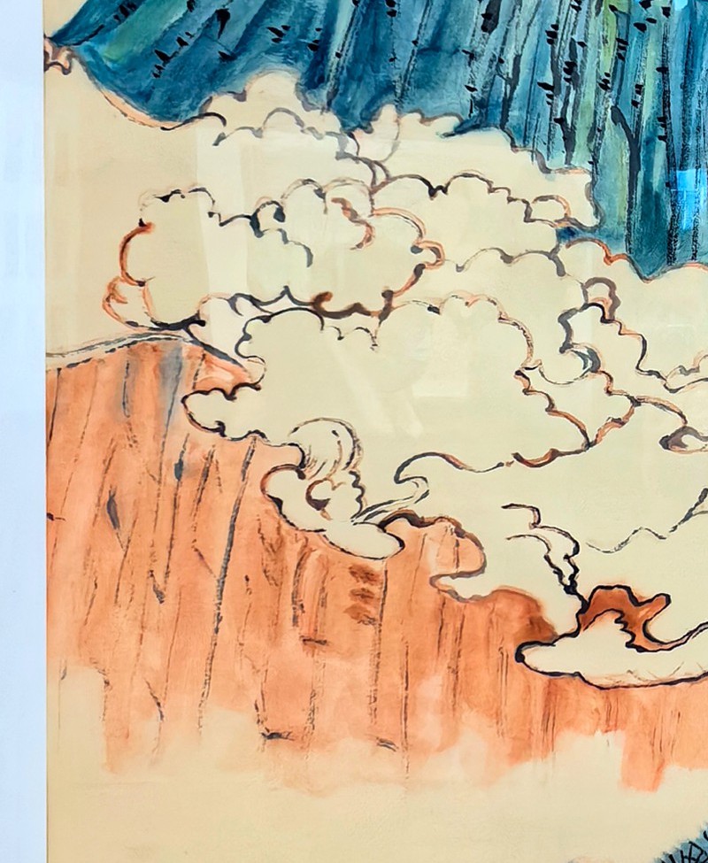 重磅收藏|著名书画家令狐伟鹏国画青绿山水《仙山云景图》插图1