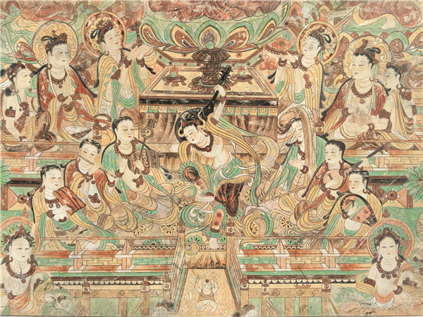 名家书画定制｜画家张杰龙为金驼国际酒店创作壁画《飞天迎宾图》插图7