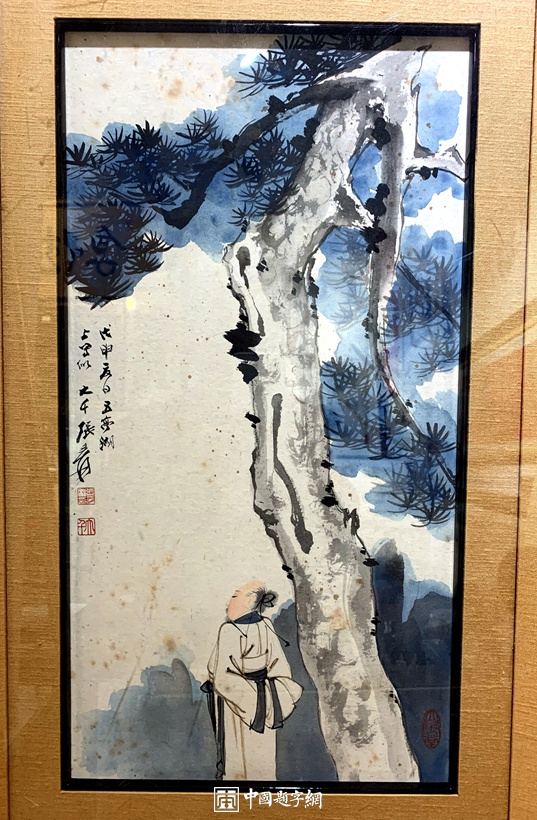 著名书画家张大千精品国画【高瞻远瞩·松柏智者】