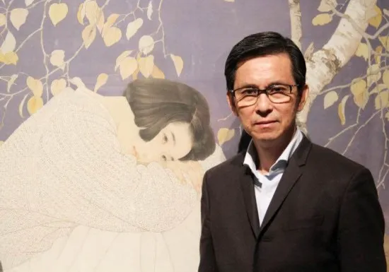 著名书画家何家英精品国画【美人秋韵】插图1