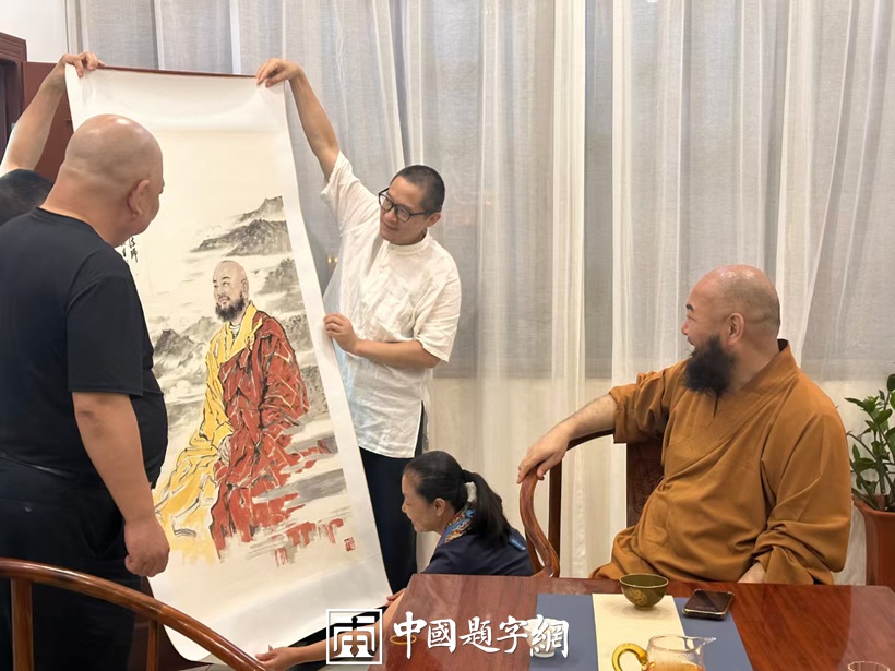 著名画家尹晶华为东华禅寺方丈万行法师创作画像插图1