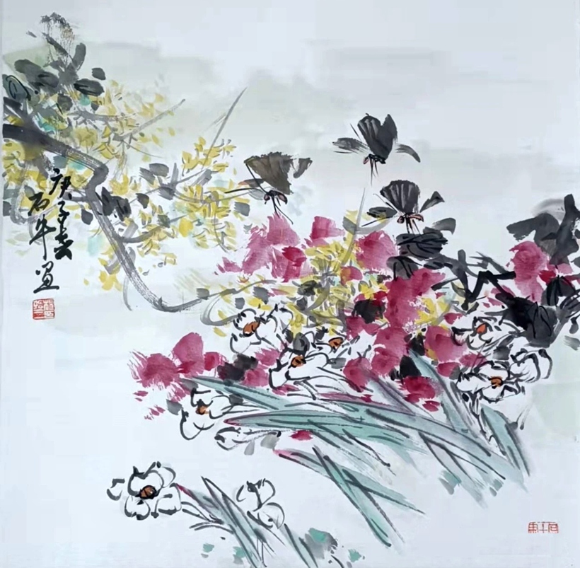 书画名家杨哲三精品花鸟画定制收藏【岁朝双友图】插图1