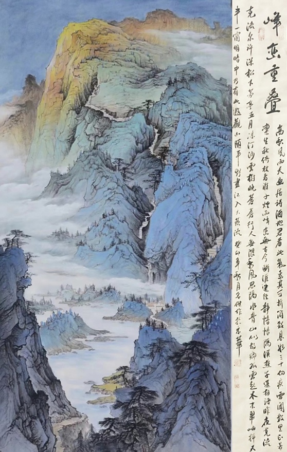 书画名家刘名杰古典山水画定制收藏【峰峦叠翠溪流清】插图1