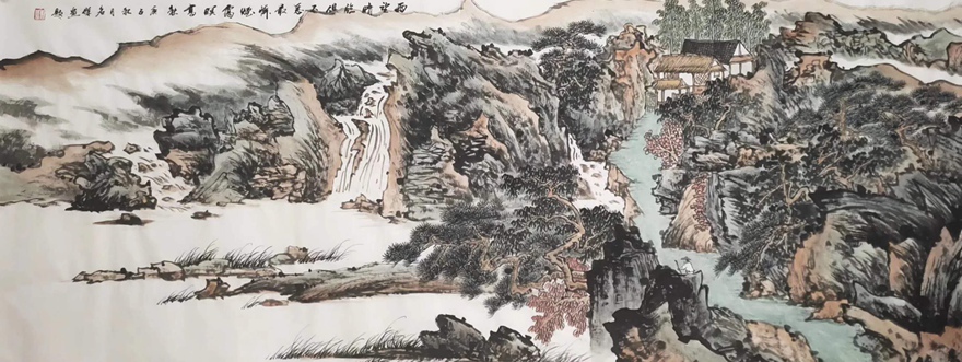 书画名家刘名杰古典山水画定制收藏【溪山雅韵】插图1