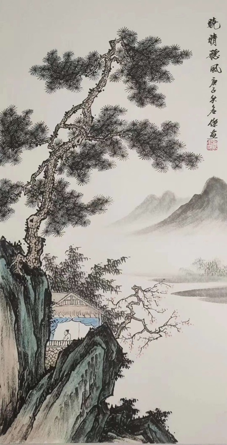 书画名家刘名杰古典山水画定制收藏【晓晴听风】插图1