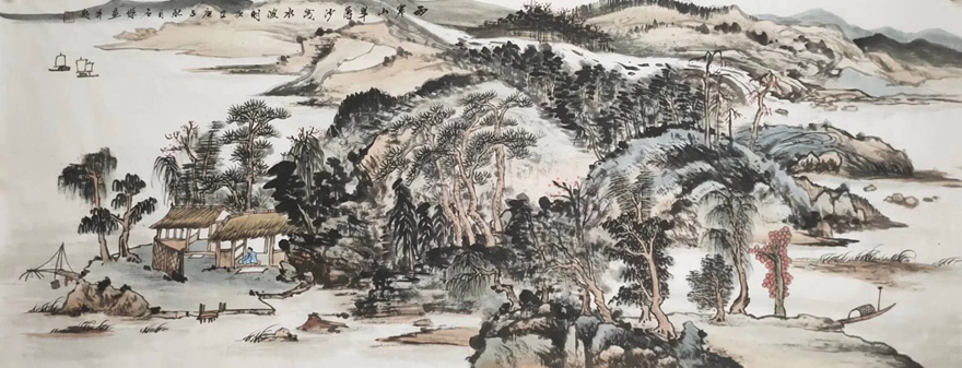 书画名家刘名杰古典山水画定制收藏【西溪幽居图】插图1