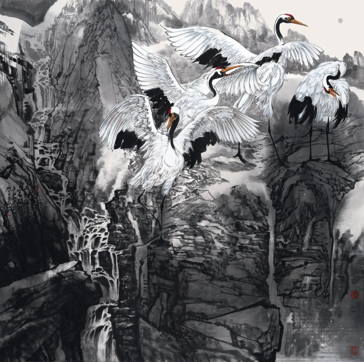 名家郑瑰玺重彩花鸟画作品定制收藏 【喜鹊·白鹭图】插图4