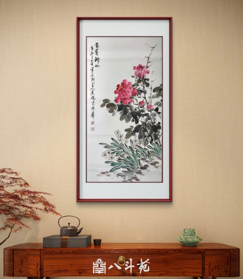名家书画定制收藏｜玄关牡丹书画，开门见喜纳福迎祥