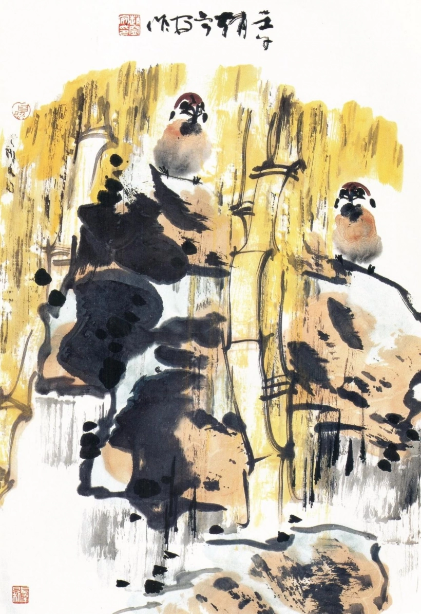 赵宁安国画艺术欣赏-草木得生趣 鸟雀蕴天机插图3