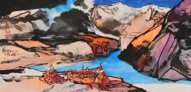 陆天宁国画艺术欣赏-八载西藏情，高原山水魂插图3