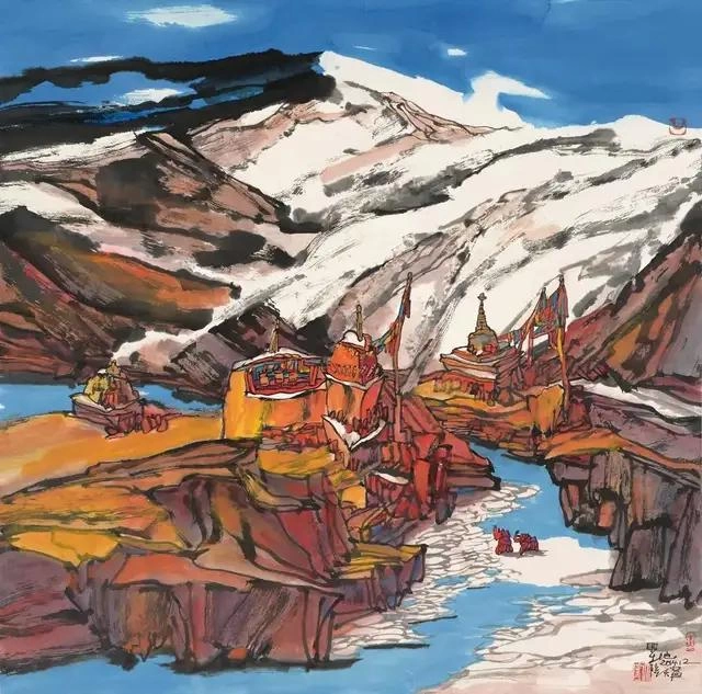 陆天宁国画艺术欣赏-八载西藏情，高原山水魂插图4