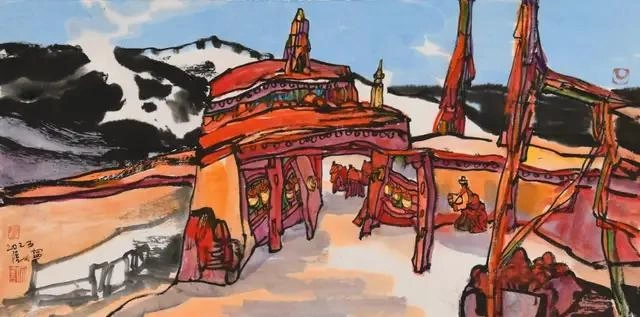 陆天宁国画艺术欣赏-八载西藏情，高原山水魂插图7