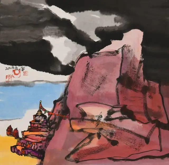 陆天宁国画艺术欣赏-八载西藏情，高原山水魂插图8