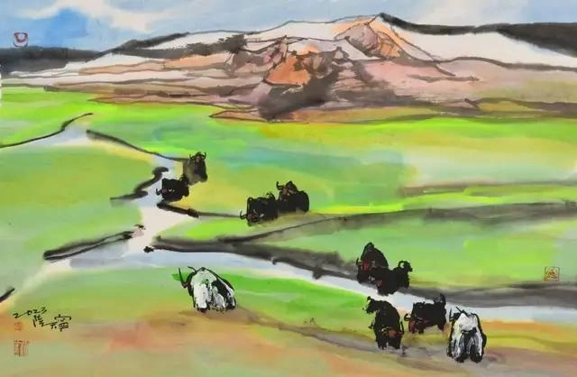 陆天宁国画艺术欣赏-八载西藏情，高原山水魂插图9