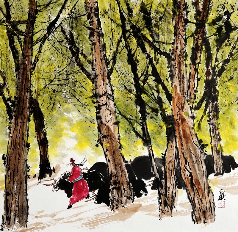 郭正英国画山水画-笔下的西域风情插图3