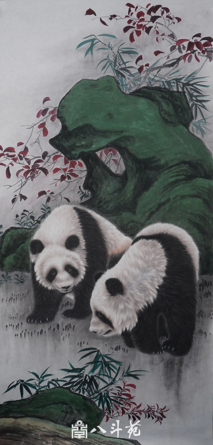 朱绍城工笔动物画系列欣赏之熊猫-作品定制收藏插图17