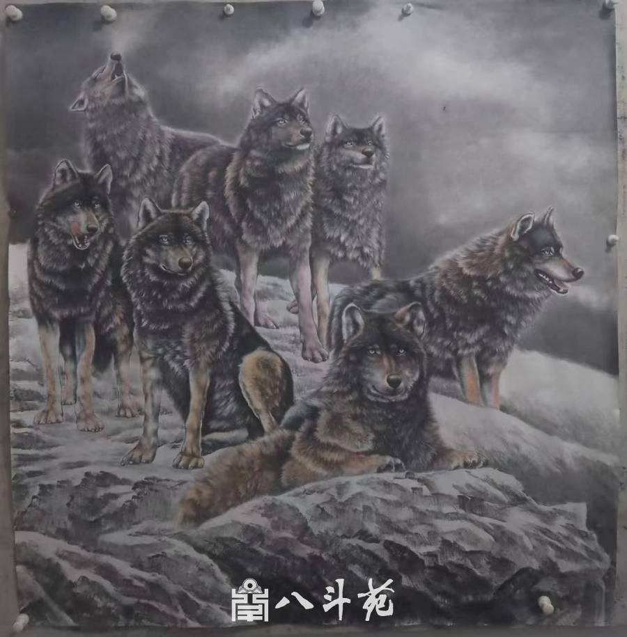 朱绍城工笔动物画系列欣赏之狼狐豹-作品定制收藏插图4