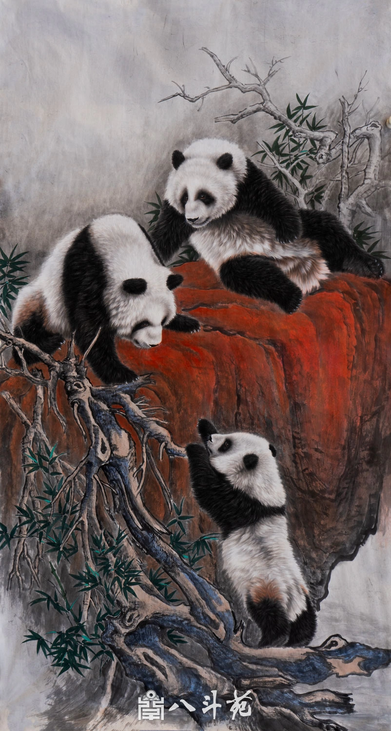 朱绍城工笔动物画系列欣赏之熊猫-作品定制收藏插图9