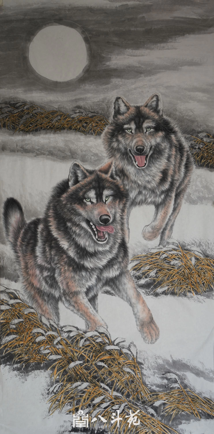 朱绍城工笔动物画系列欣赏之狼狐豹-作品定制收藏插图11