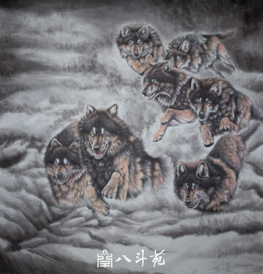 朱绍城工笔动物画系列欣赏之狼狐豹-作品定制收藏插图2