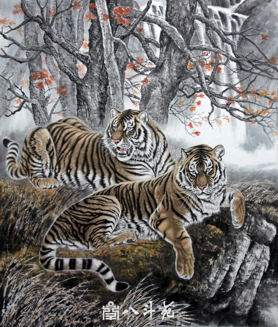 朱绍城工笔动物画系列欣赏之老虎-作品定制收藏插图22