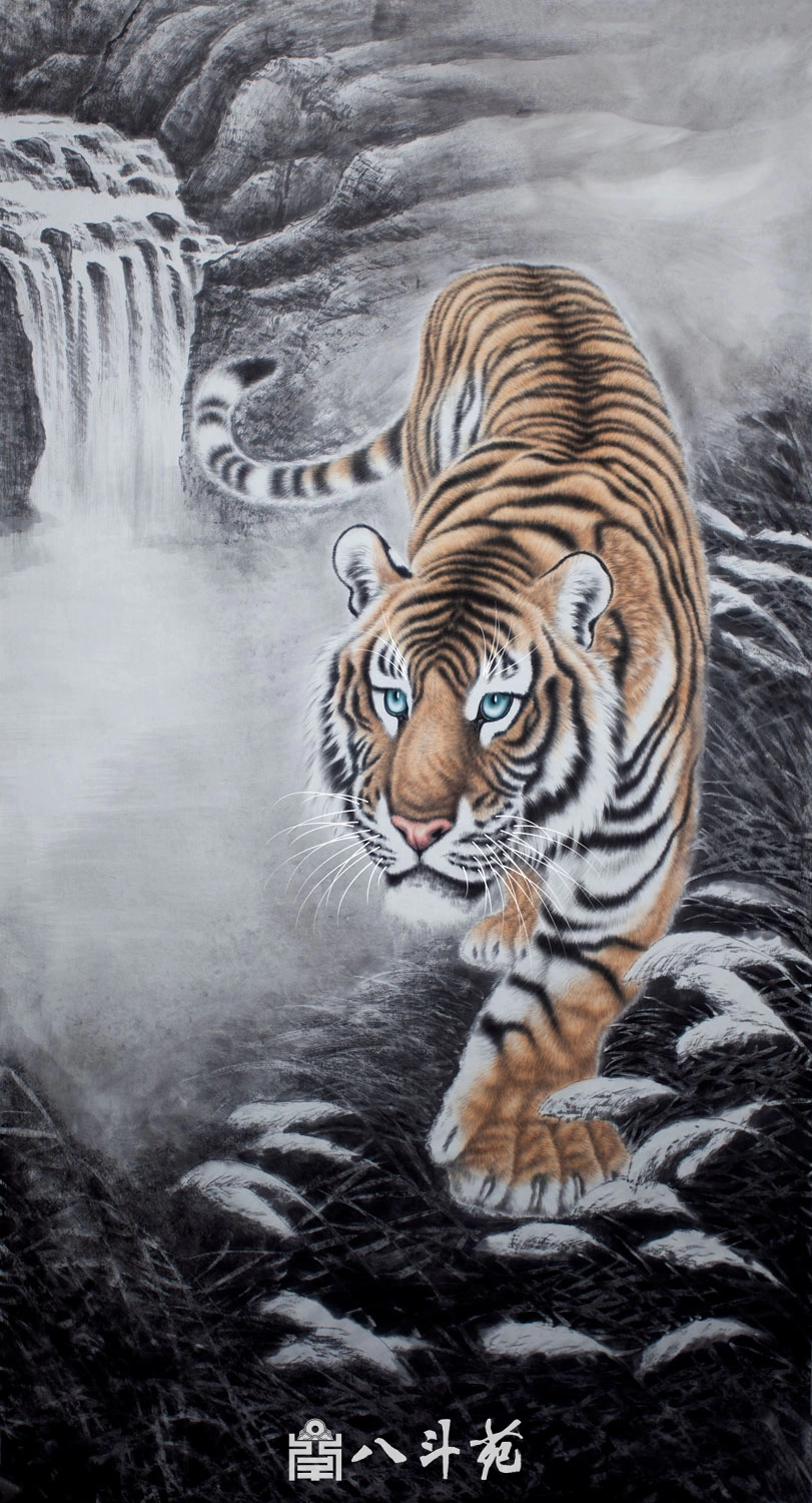 朱绍城工笔动物画系列欣赏之老虎-作品定制收藏插图20