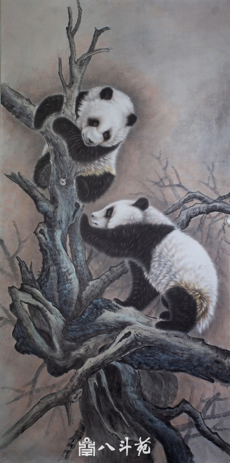 朱绍城工笔动物画系列欣赏之熊猫-作品定制收藏插图6