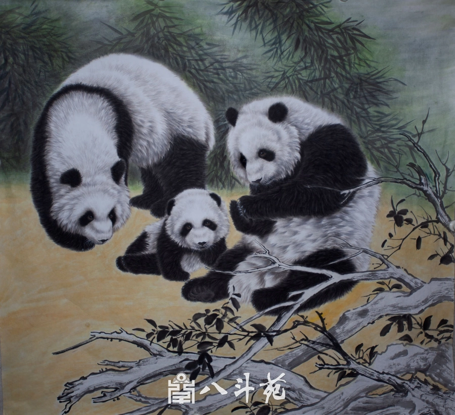 朱绍城工笔动物画系列欣赏之熊猫-作品定制收藏插图4