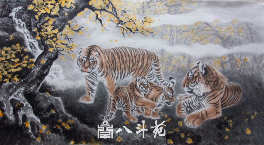 朱绍城工笔动物画系列欣赏之老虎-作品定制收藏插图9