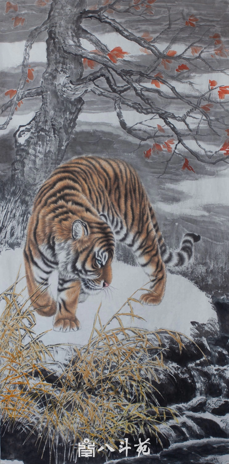 朱绍城工笔动物画系列欣赏之老虎-作品定制收藏插图7