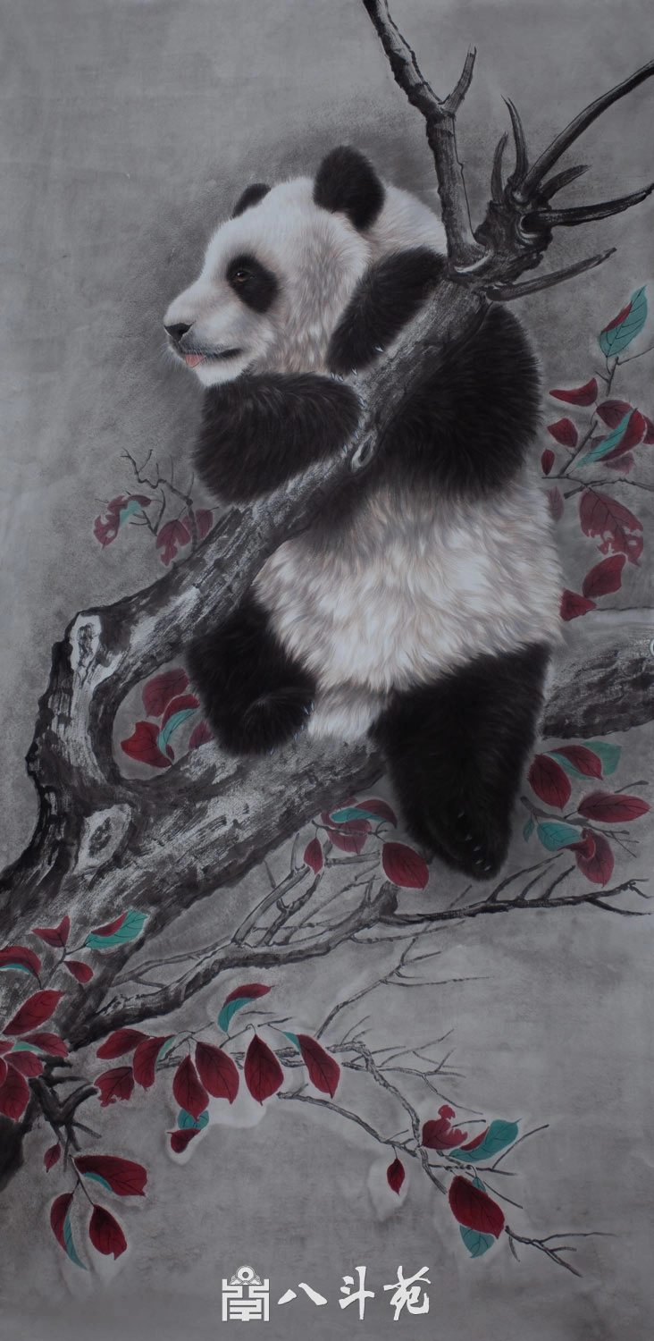朱绍城工笔动物画系列欣赏之熊猫-作品定制收藏插图2