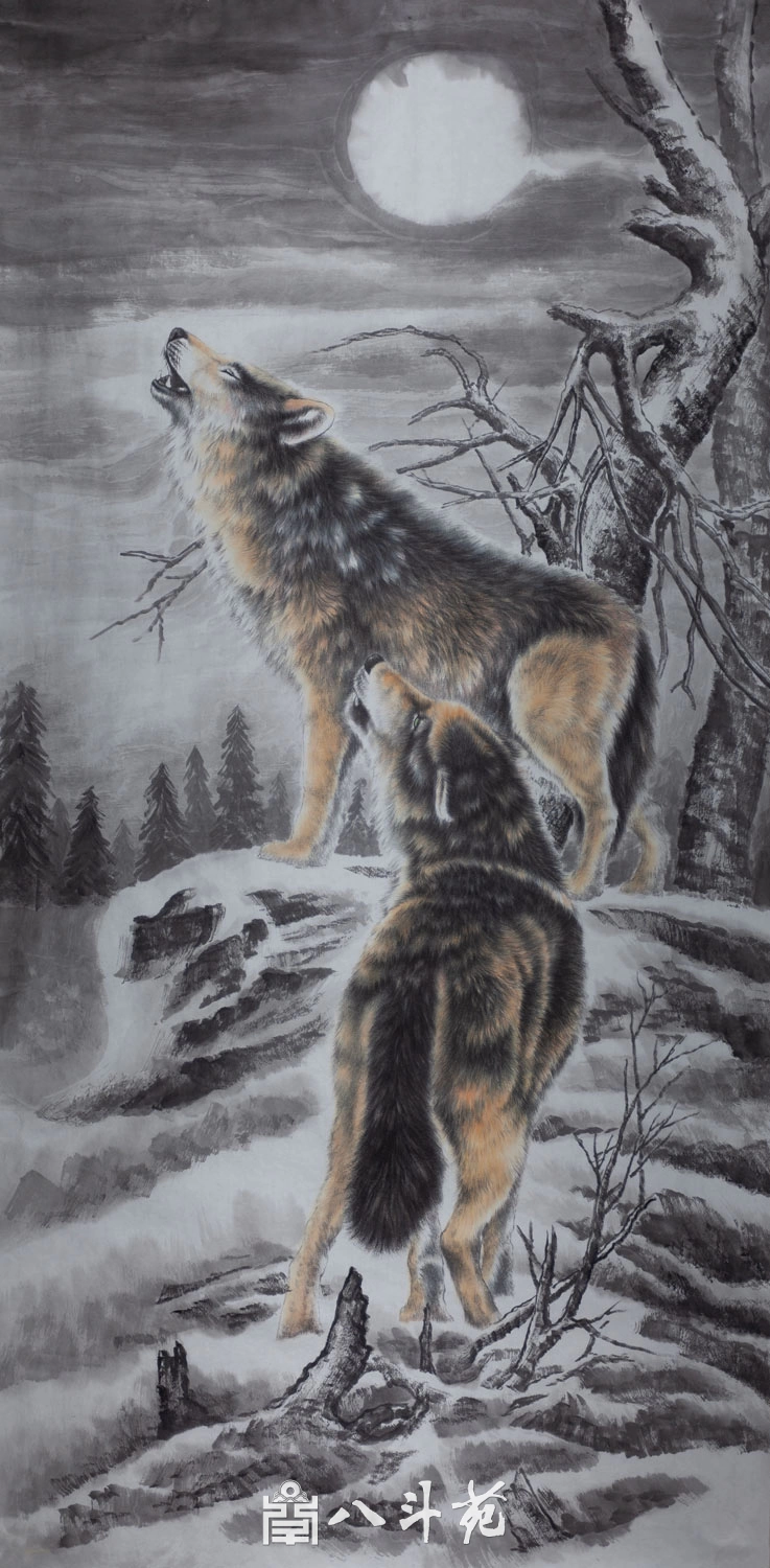 朱绍城工笔动物画系列欣赏之狼狐豹-作品定制收藏插图6