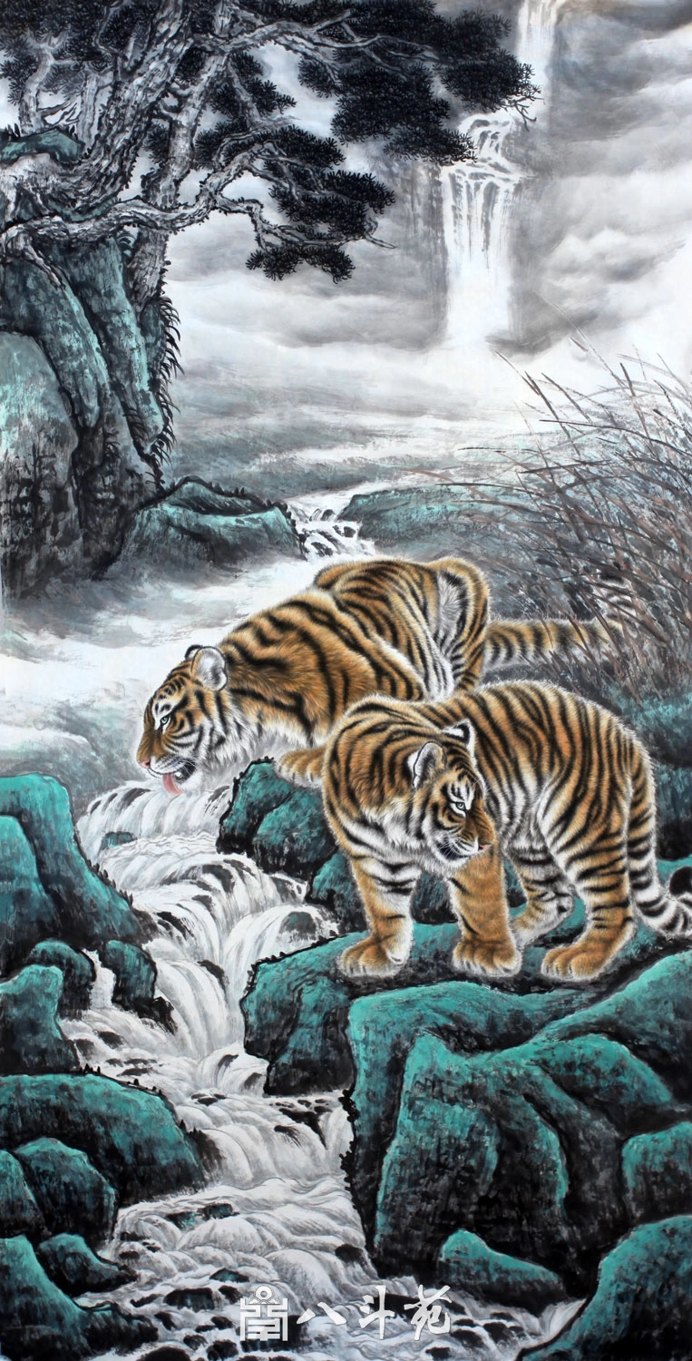 朱绍城工笔动物画系列欣赏之老虎-作品定制收藏插图4