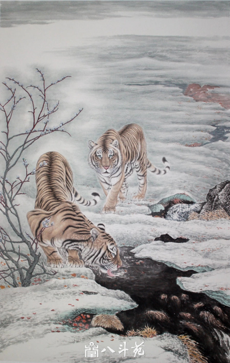 朱绍城工笔动物画系列欣赏之老虎-作品定制收藏插图2