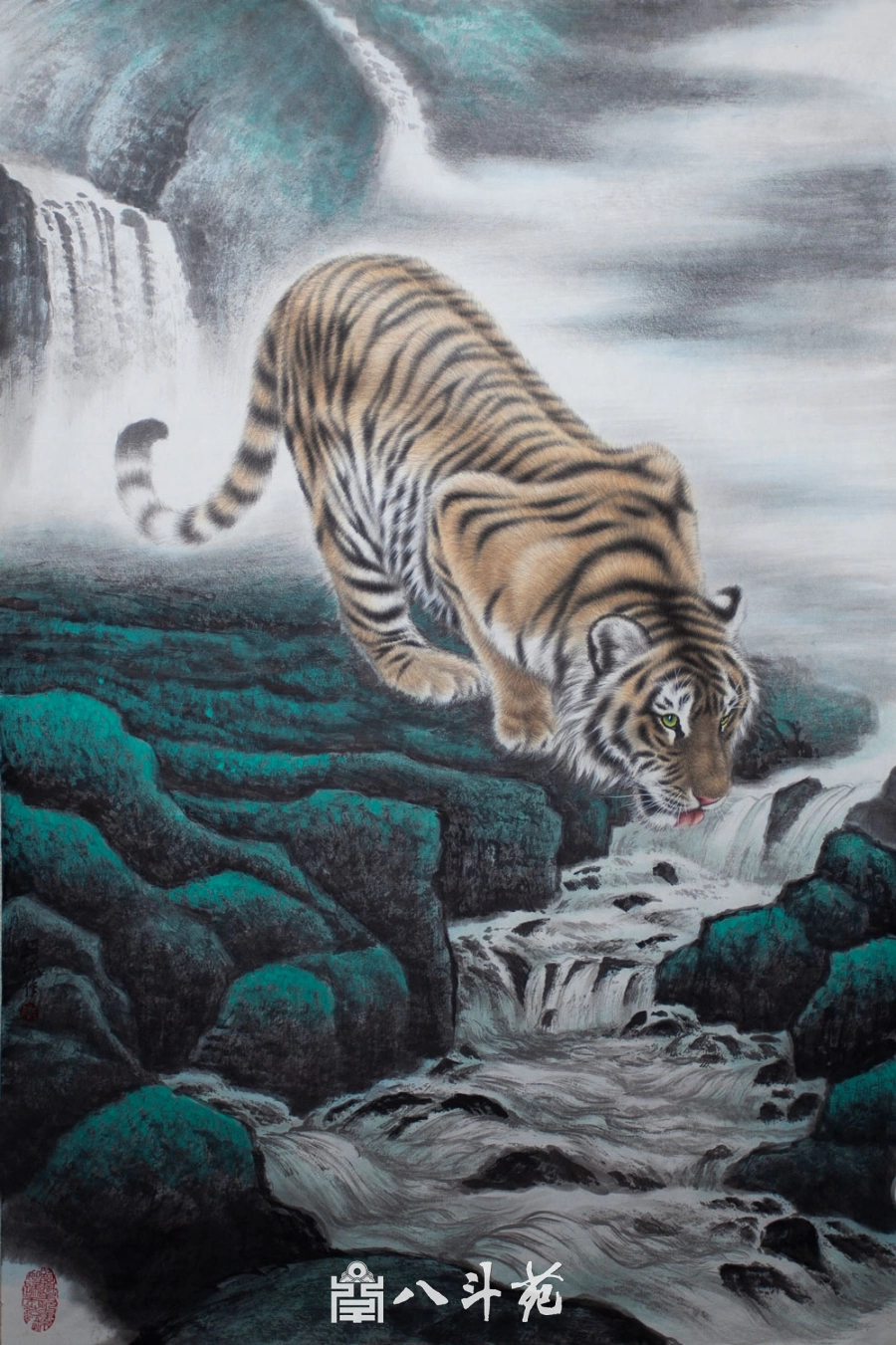 朱绍城工笔动物画系列欣赏之老虎-作品定制收藏插图1