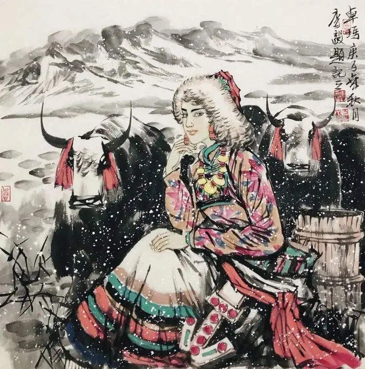 李毅重彩人物画-描绘丝路与边塞民族风情插图13