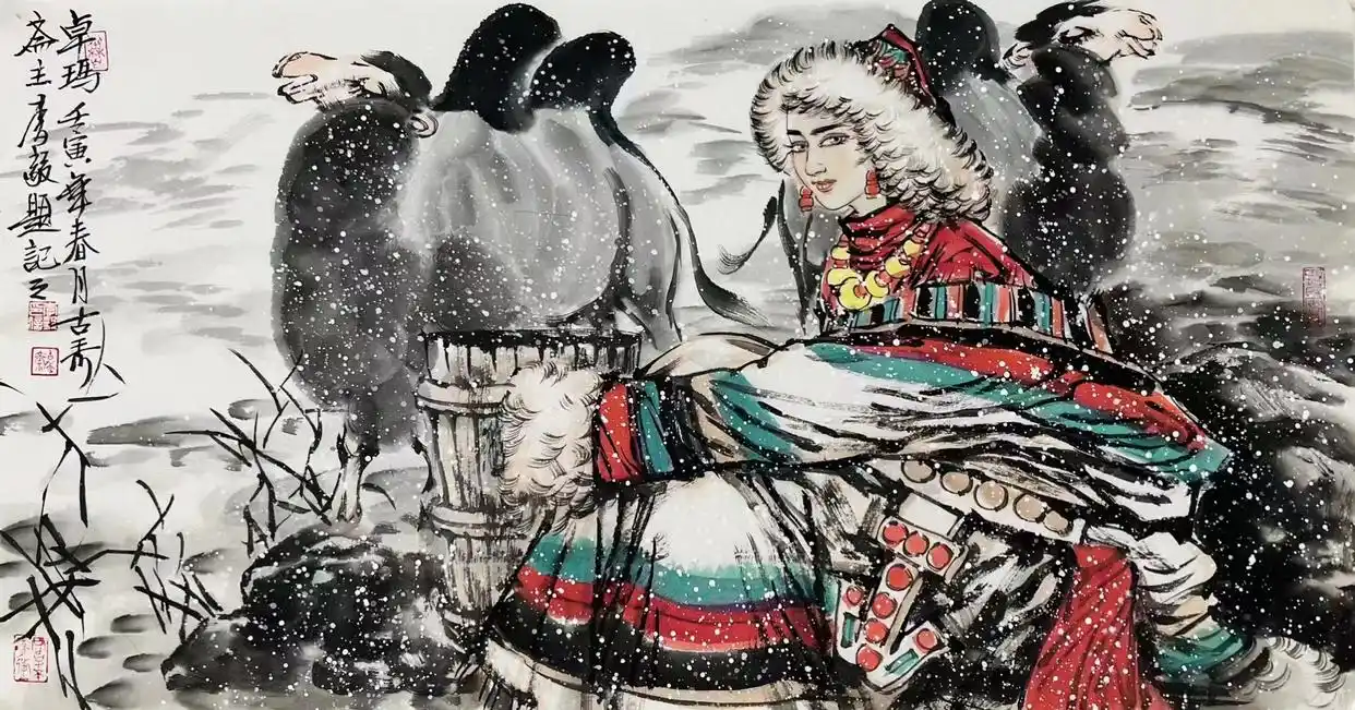 李毅重彩人物画-描绘丝路与边塞民族风情插图11 李毅重彩人物画-描绘丝路与边塞民族风情插图11