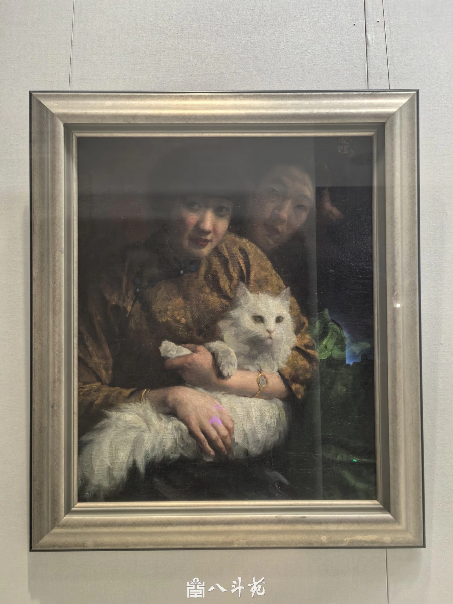 徐悲鸿抱猫女子油画肖像