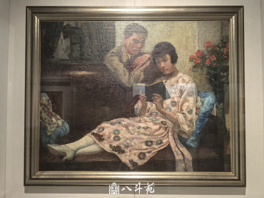 徐悲鸿室内读书人物油画
