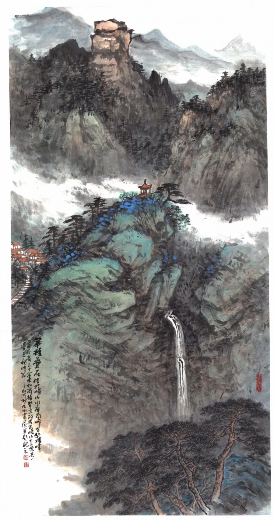 杜山河国画作品(山水)定制结缘【云山楼台】插图1 杜山河水墨山水《云山楼台》