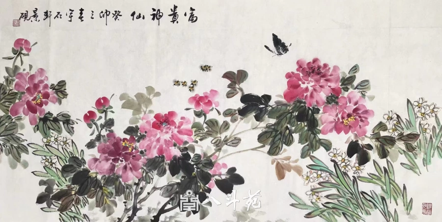 吴景砚国画作品(花鸟)定制结缘【富贵神仙】插图1 吴景砚写意花鸟画《富贵神仙》